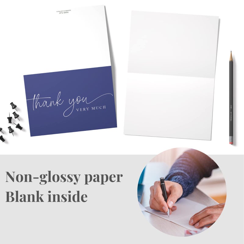 Paper Play Thank You Cards | Bulk Greeting Cards | 100 Pack (Navy Blue) - Image 4